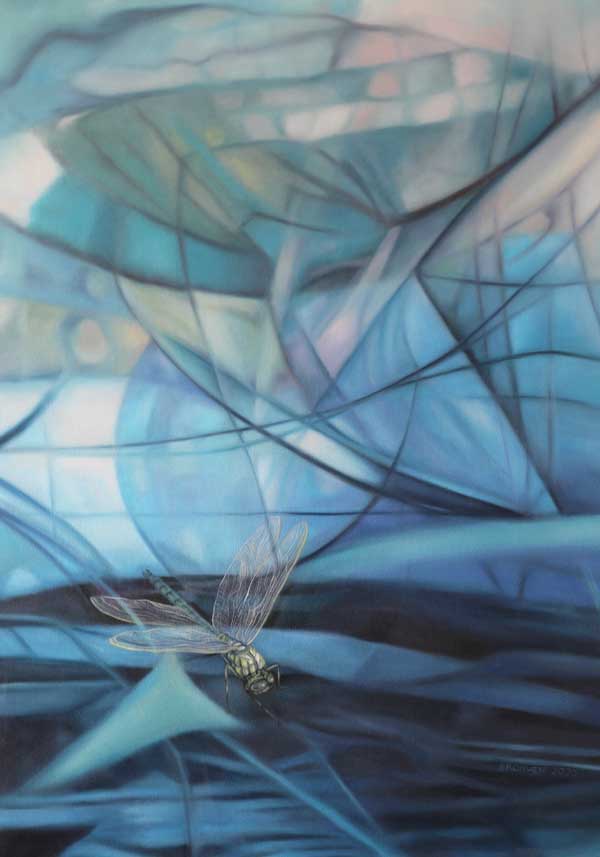 Bronwen Schalkwyk's DRAGONFLY DREAM – Oil on Canvas – Width 280mm x Height 405mm - Oil Painting by Bronwen Schalkwyk