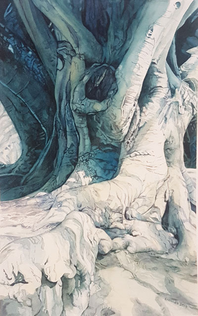 Bronwen Schalkwyk's ENCHANTED TREE - 285mmx450mm watercolour by Bronwen Schalkwyk