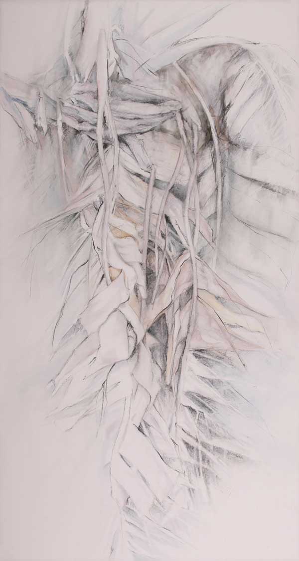 Bronwen Schalkwyk's FALLING LEAVES - 750mm x 1400mm Charcoal and Oil on Canvas by Bronwen Schalkwyk