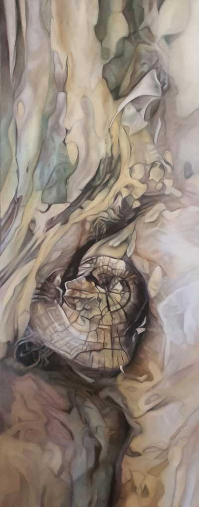 Bronwen Schalkwyk's LUMBERED LEGACY – Oil on Canvas – Width 1500mm x Height 600mm Oil Painting by Bronwen Schalkwyk