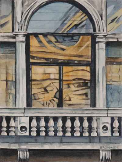 Bronwen Schalkwyk's WINDOWS IN TIME 1 - 140mmx185mm watercolour by Bronwen Schalkwyk